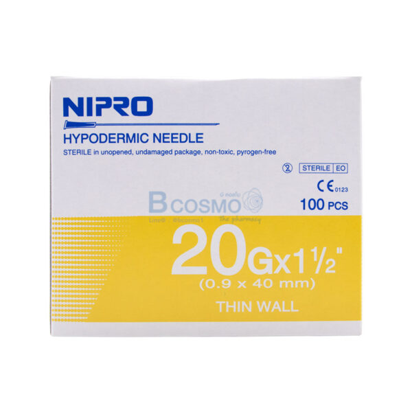 เข็มฉีดยา NIPRO 20G x 1 1/2" [100 ชิ้น/กล่อง]