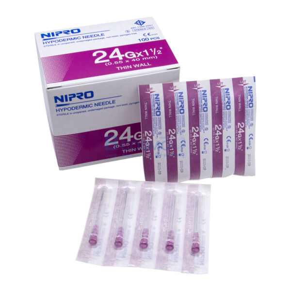เข็มฉีดยา NIPRO 24G x 1 1/2" [100 ชิ้น/กล่อง]