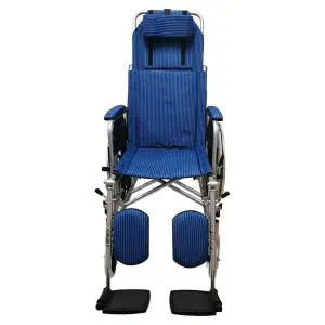 รถเข็นวีลแชร์ อัลลอยด์ ปรับนอน เบาะผ้าลายน้ำเงิน Y955 WHEELCHAIR