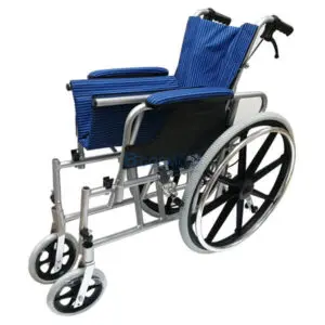 รถเข็นวีลแชร์ อัลลอยด์ ปรับนอน เบาะผ้าลายน้ำเงิน Y955 WHEELCHAIR