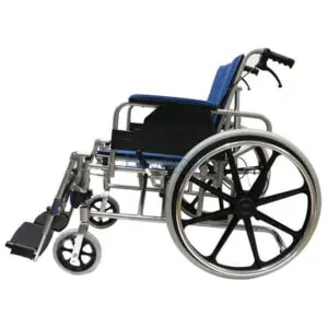 รถเข็นวีลแชร์ อัลลอยด์ ปรับนอน เบาะผ้าลายน้ำเงิน Y955 WHEELCHAIR