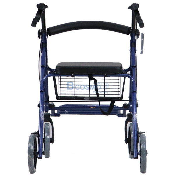 P-6766 - Wheelchair Rollator รถเข็นหัดเดินมีที่วางเท้า 2 In 1 สีน้ำเงิน - gif