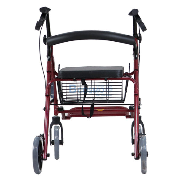 P-6767 - Wheelchair Rollator รถเข็นหัดเดินมีที่วางเท้า 2 In 1 สีแดง - gif