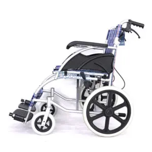รถเข็นวีลแชร์ อะลูมิเนียมอัลลอย พับได้ ล้อ 16 นิ้ว สีฟ้า - Image 6