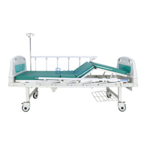 เตียงผู้ป่วย มือหมุน 2 ไก หัวท้าย ABS ราวสไลด์ พร้อมเบาะนอน 4 ตอน