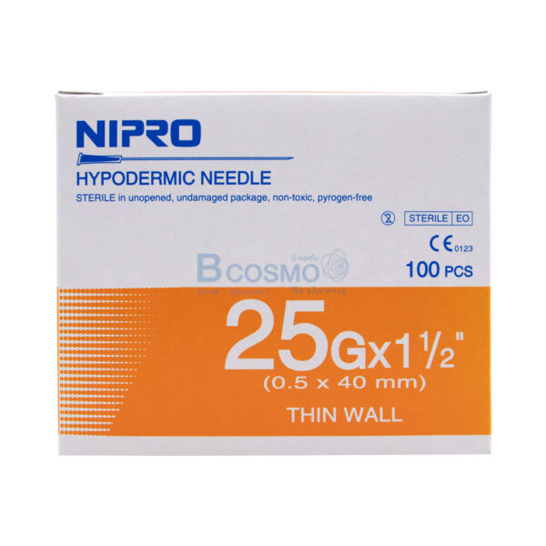 เข็มฉีดยา NIPRO 25G x 1 1/2" [100 ชิ้น/กล่อง]