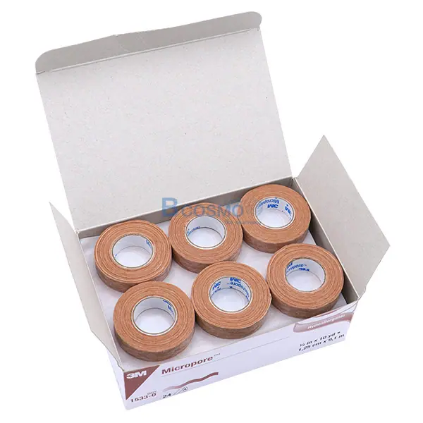 เทปแต่งแผลแบบอ่อนโยนพิเศษ สีเนื้อ 3M MICROPORE SKINTONE ขนาด 0.5 นิ้ว x 10 หลา [24 ม้วน/กล่อง] - Image 2