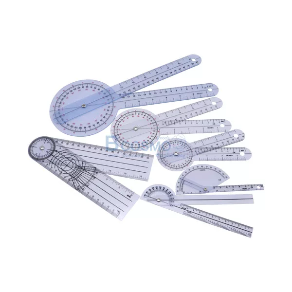 ไม้บรรทัดวัดมุมทางการแพทย์พลาสติก 360 องศา SET4 Goniometer 6 ชิ้น ไม้บรรทัดวัดมุมทางการแพทย์พลาสติก 360 องศา SET4 Goniometer 6 ชิ้น
