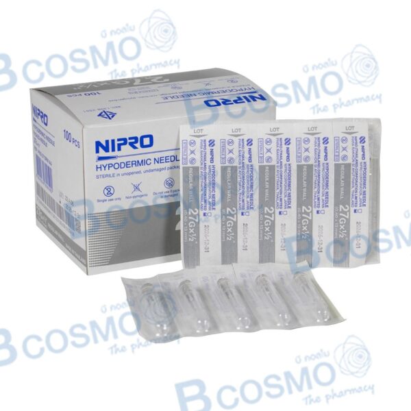 เข็มฉีดยา NIPRO 27G x 1/2" [100 ชิ้น/กล่อง] 