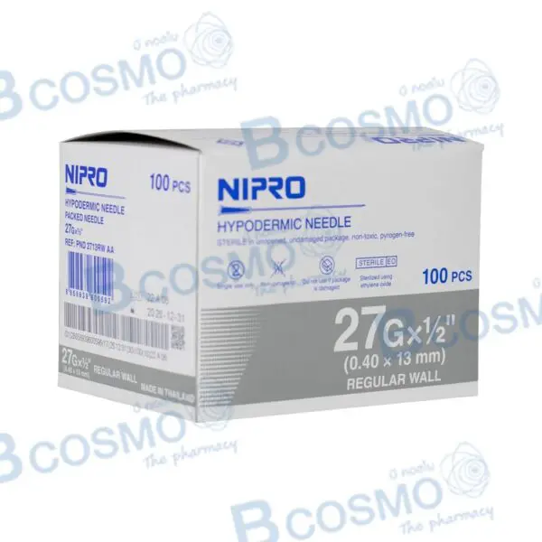 เข็มฉีดยา NIPRO 27G x 1/2" [100 ชิ้น/กล่อง] 