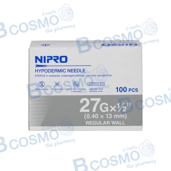 เข็มฉีดยา NIPRO 27G x 1/2" [100 ชิ้น/กล่อง] 