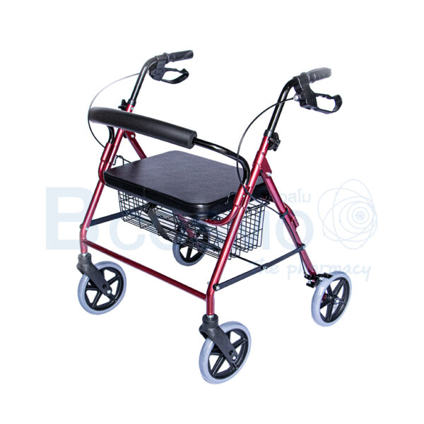 WC0408 R Wheelchair Rollator รถเข็นหัดเดิน 2 in 1 ล้อ 8 นิ้วเบาะใหญ่ สีแดง Y882LW 9