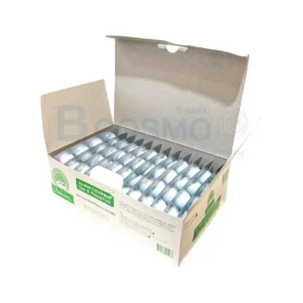 EF0350 สำลีชุบแอลกอฮอล 8 ก้อน ตรารถพยาบาล