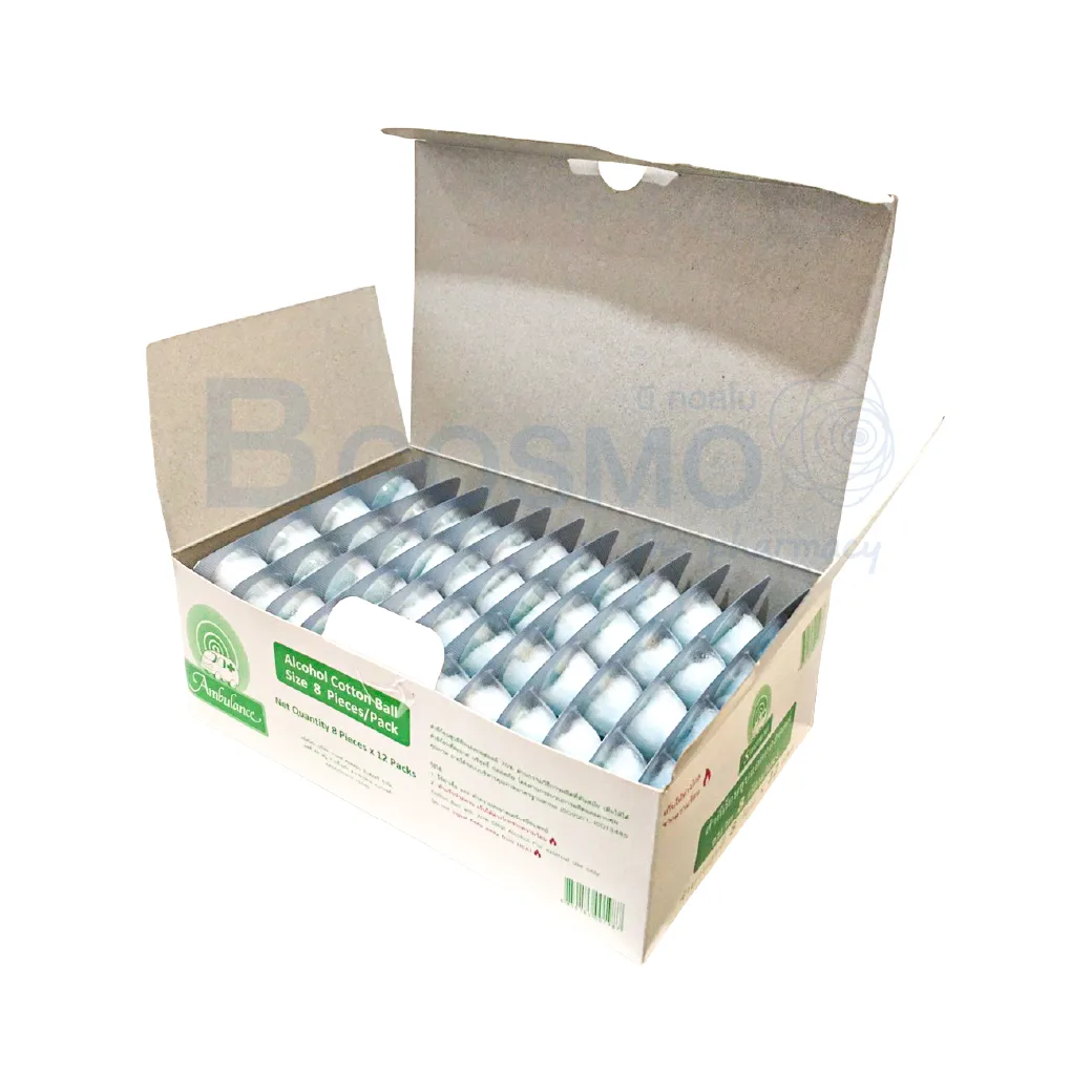 EF0350 สำลีชุบแอลกอฮอล 8 ก้อน ตรารถพยาบาล