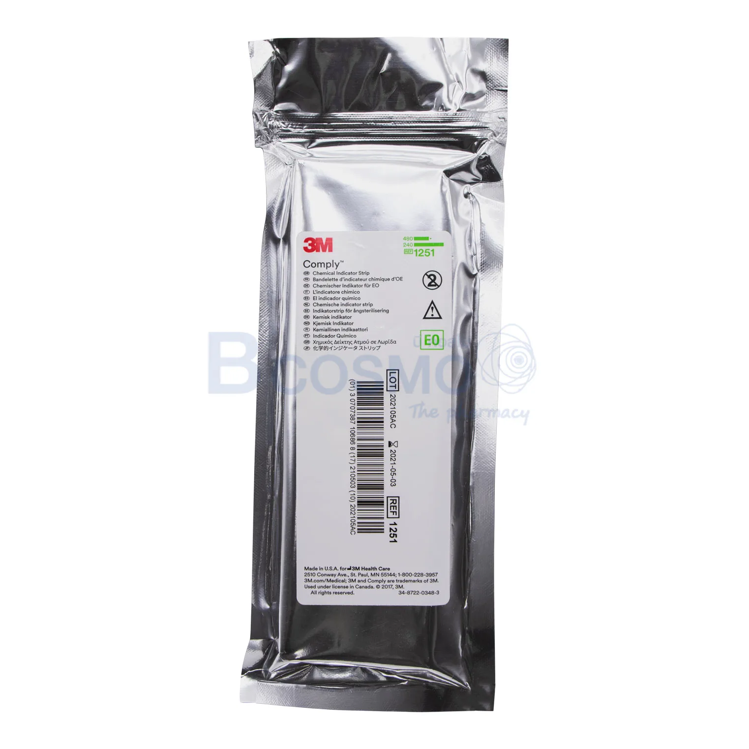 MT0438 แผ่นตรวจสอบการฆ่าเชื้อใช้กับเครื่อง EO 3M COMPLY 1251 240S ลายน้ำ MT0438 แผ่นตรวจสอบการฆ่าเชื้อใช้กับเครื่อง EO 3M COMPLY 1251 240S ลายน้ำ