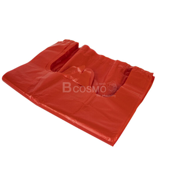 ถุงขยะสีแดง มีหูหิ้ว รับน้ำหนักได้ดี [50 ชิ้น/แพ็ก]