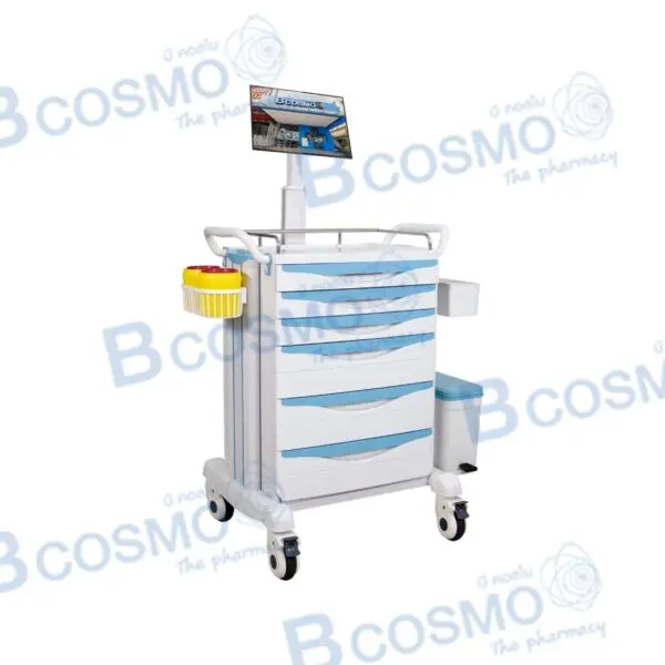 รถเข็นโรงพยาบาล 6 ลิ้นชัก แท่นติดจอมอนิเตอร์ BDT8153