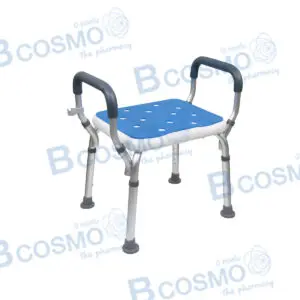 เก้าอี้นั่งอาบน้ำ ไม่มีพนักพิง ที่พักแขน ที่นั่งฟ้า CST-3053 สีขาว