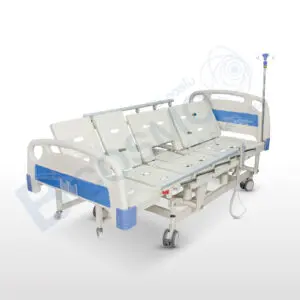 เตียงผู้ป่วยไฟฟ้า PF10 5 มอเตอร์ 6 ฟังก์ชัน ราวสไลด์ปรับสูง-ต่ำ ที่นอน 4 ตอน หนา 8 cm. พร้อมถาดวางอาหาร