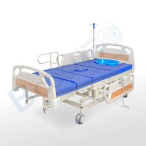 เตียงผู้ป่วยไฟฟ้า PF11 5 มอเตอร์ 6 ฟังก์ชัน ราวปีกนกปรับสูง-ต่ำ ที่นอนหนา 8 cm. พร้อมถาดวางอาหาร