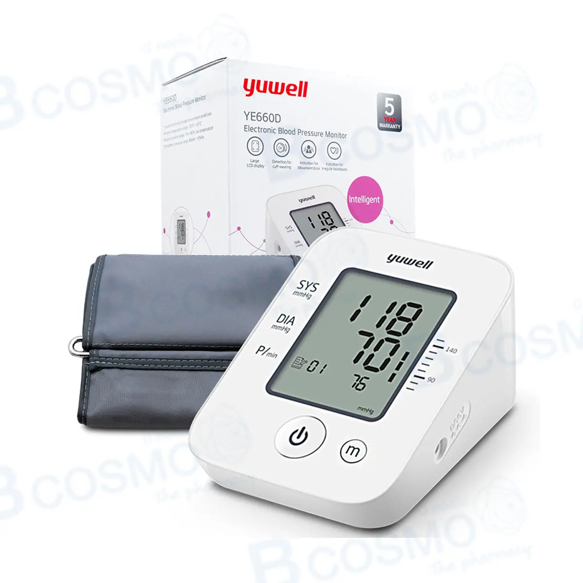 เครื่องวัดความดันโลหิตอิเล็กทรอนิกส์ YUWELL YE660D