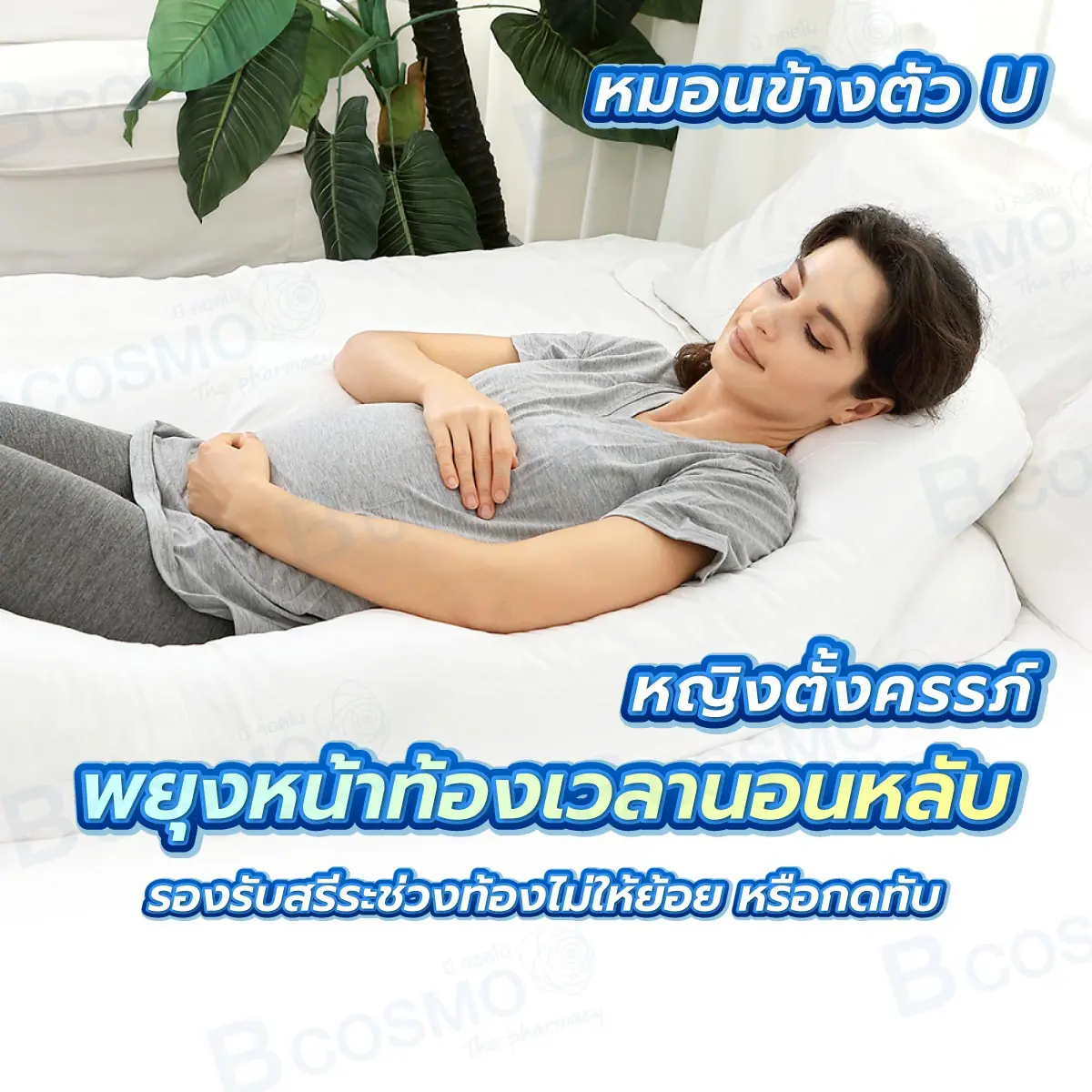 หมอนข้างตัว U สีขาว หมอนข้างตัว U สีขาว ขนาด 150 x 120 cm.