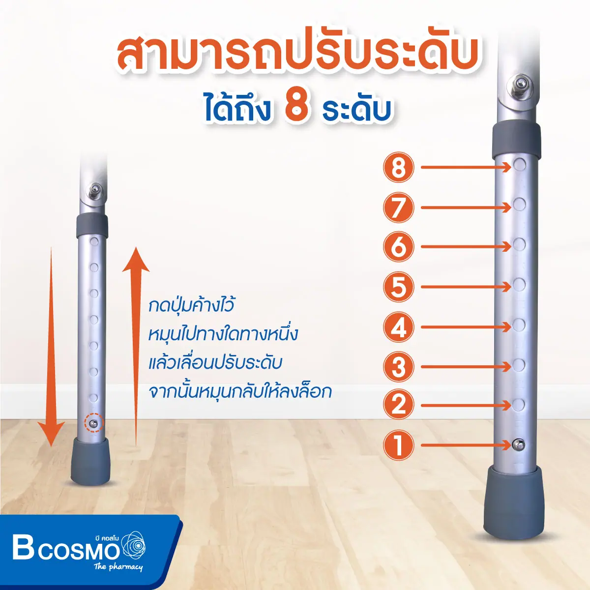 Walker ที่หัดเดินแบบเว้า พับได้ โครงดำ ที่นั่งผ้า