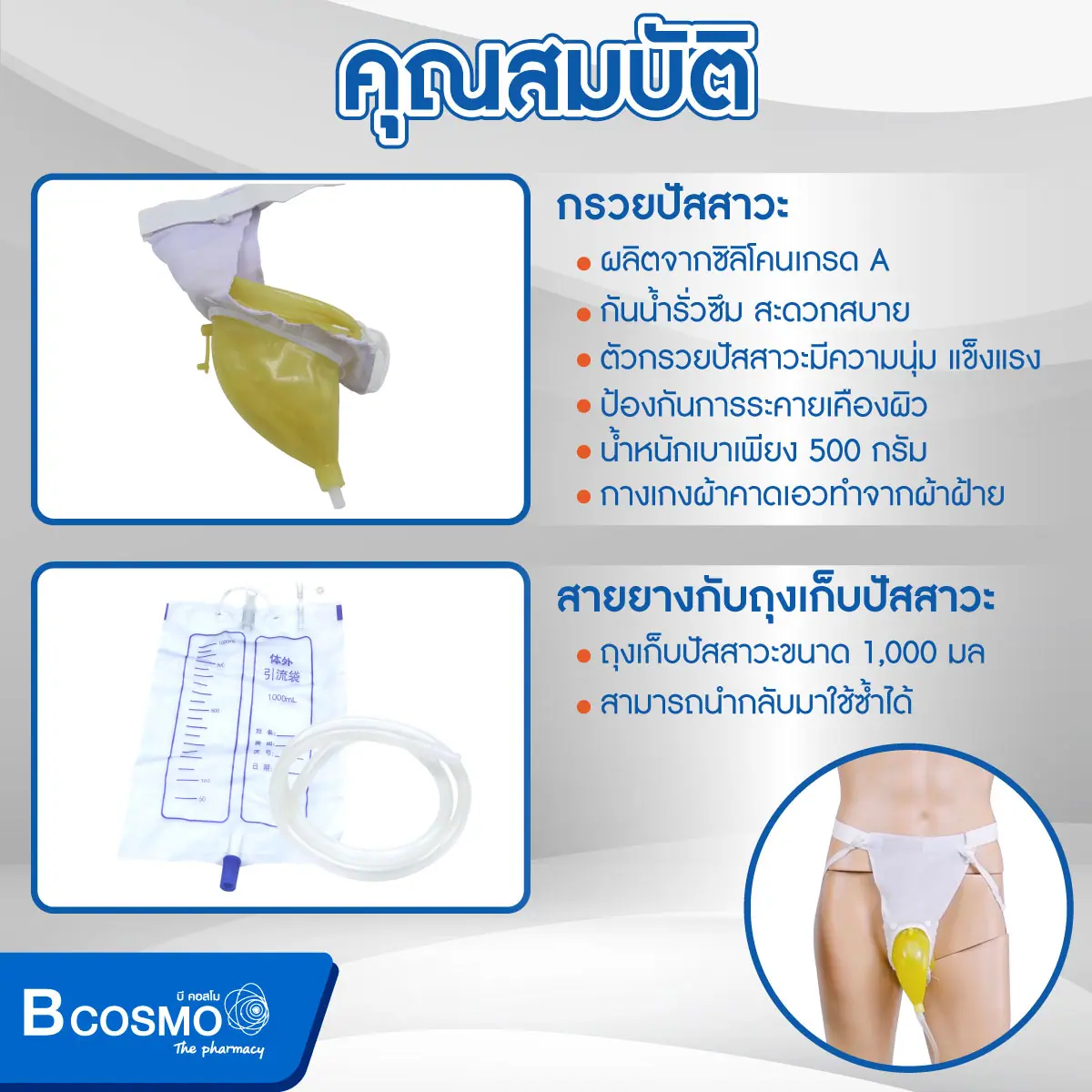 ถุงปัสสาวะคาดเอว ผู้หญิง 1000 ml. ถุงปัสสาวะคาดเอว ผู้หญิง 1000 ml.