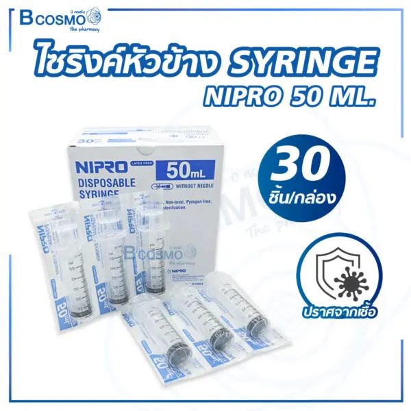 ไซริงค์หัวข้าง SYRINGE NIPRO 50 ML. [30 ชิ้น/กล่อง]