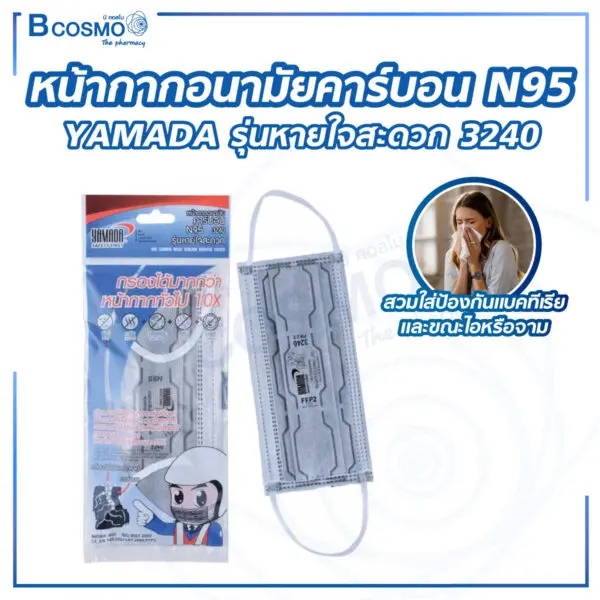 หน้ากากอนามัยคาร์บอน N95 YAMADA รุ่นหายใจสะดวก 3240 [1 ชิ้น]