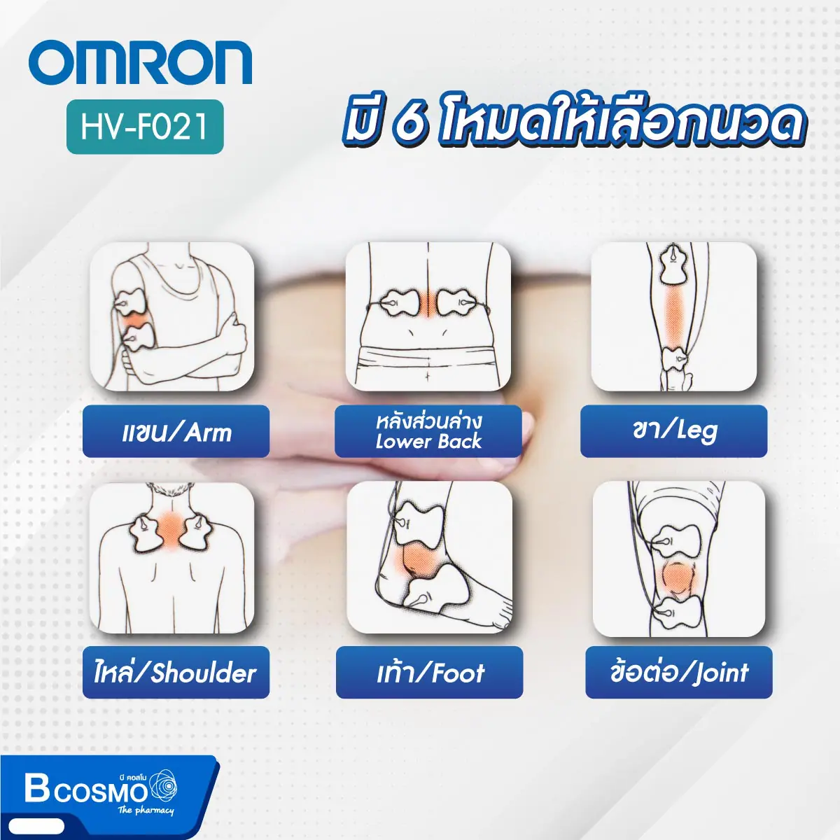 เครื่องนวดไฟฟ้า OMRON รุ่น HV-F021 เครื่องนวดไฟฟ้า OMRON รุ่น HV-F021