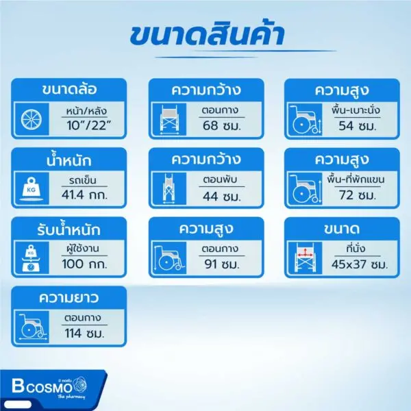 รถเข็นไฟฟ้า ล้อซี่ลวด 22 นิ้ว รุ่น YD-46A12