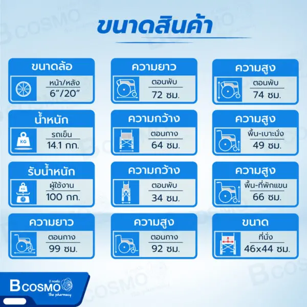รถเข็นอะลูมิเนียมอัลลอย ล้อแม็ก 20 นิ้ว รุ่น YD-14C2