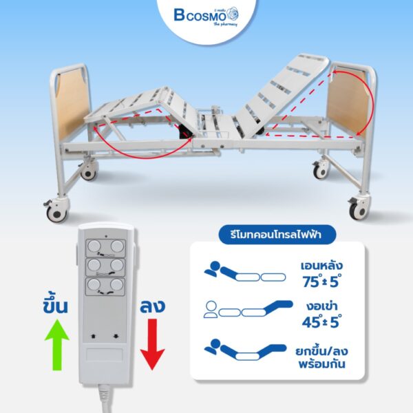 เตียงผู้ป่วยไฟฟ้า Bcos 2 ฟังก์ชัน พับได้ รุ่น YC-E