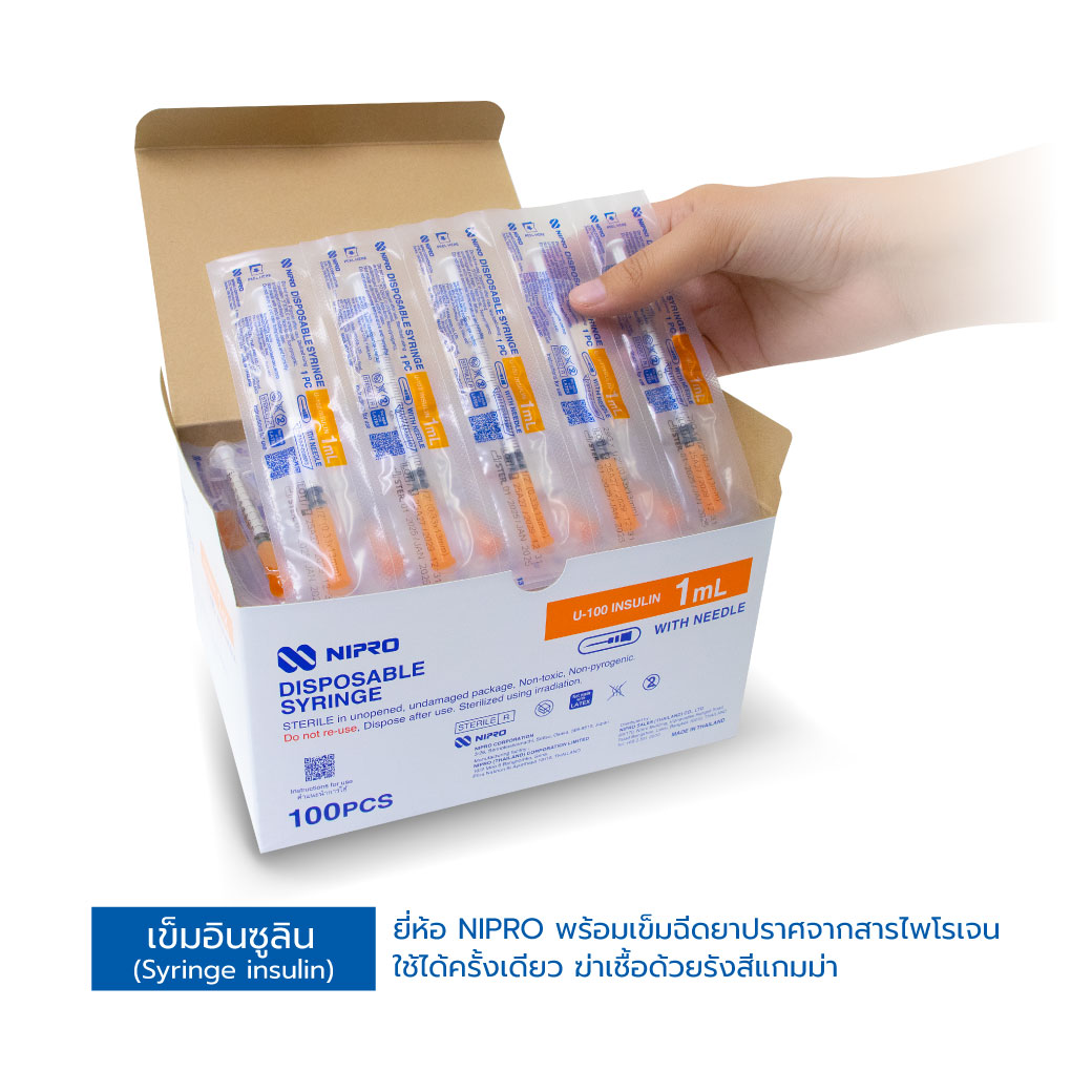 Syringe Insulin NIPRO 29Gx1/2นิ้ว 1 ml. [100 ชิ้น/กล่อง]