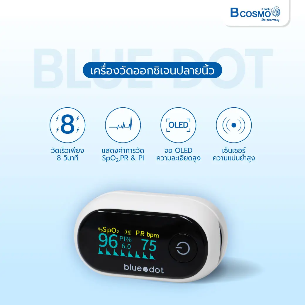 เครื่องวัดออกซิเจนปลายนิ้ว BLUEDOT รุ่น B-PO251 เครื่องวัดออกซิเจนปลายนิ้ว BLUEDOT รุ่น B-PO251