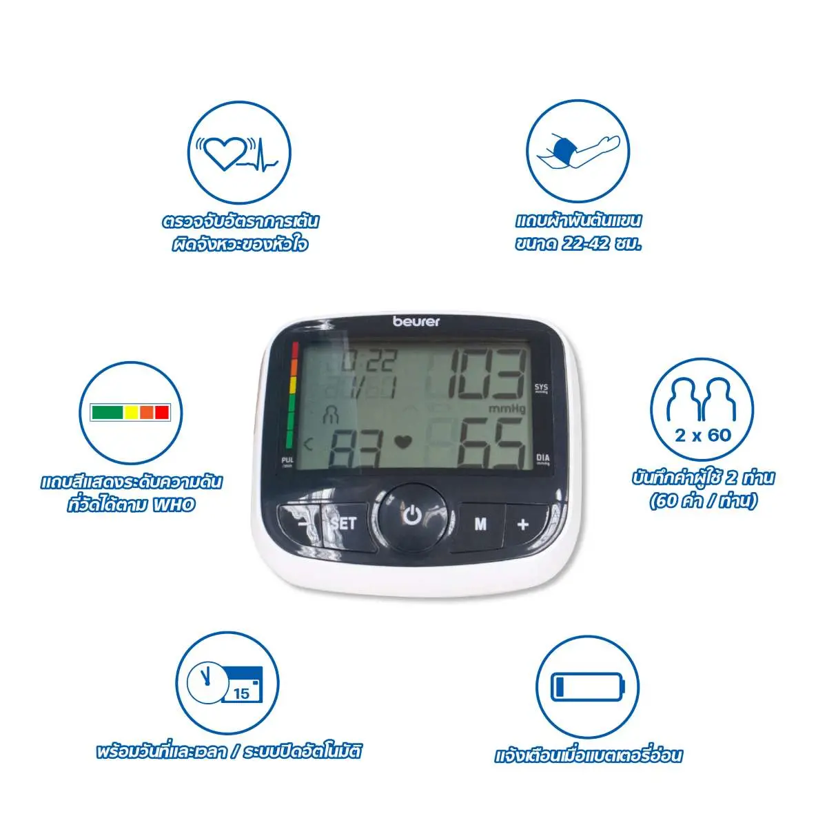 เครื่องวัดความดันโลหิต ที่ต้นแขน BEURER รุ่น BM40 เครื่องวัดความดันโลหิตที่ต้นแขน BEURER รุ่น BM40