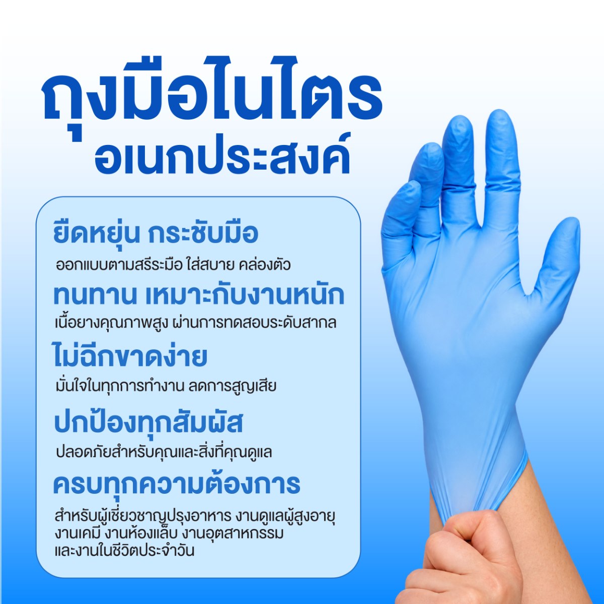 ถุงมือไนไตร แบบไม่มีแป้ง NBR Gloves Pro Gloves Exam 4.5 g. ถุงมือไนไตร แบบไม่มีแป้ง NBR Gloves Pro Gloves Exam 4.5 g.